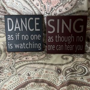 💃🏻🕺🏻 "Dance and Sing Wooden Signs"  🎵🎶🎤 Set of 2